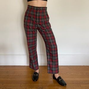 High waisted plaid pants